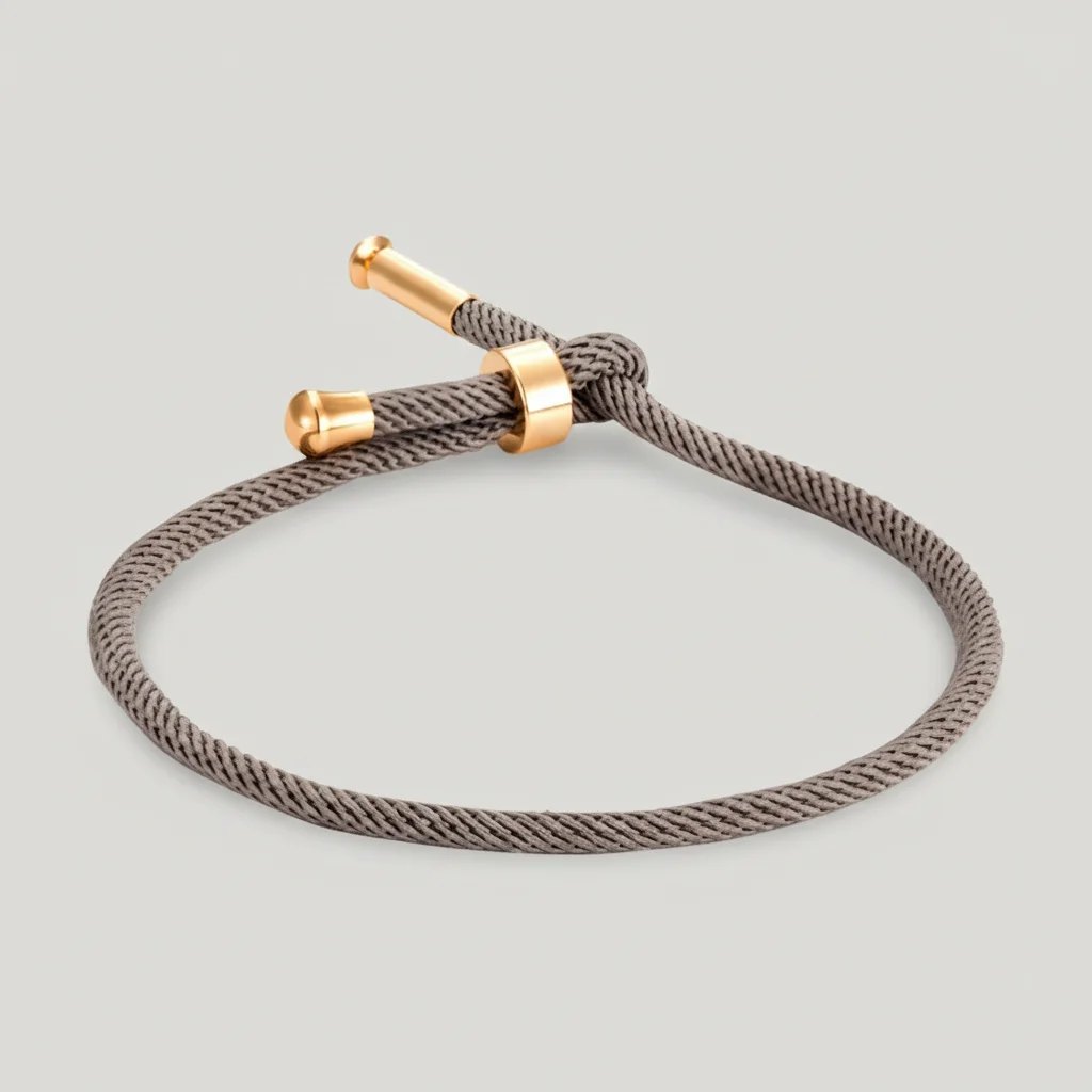 bracelet corde ajustable détails plaqué or - Vue 14 - bracelet corde