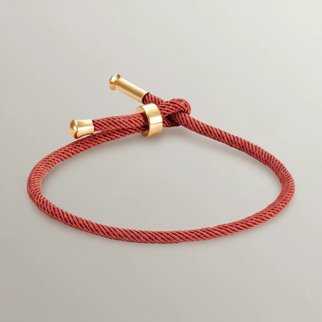 bracelet corde ajustable détails plaqué or - Vue 18 - bracelet corde