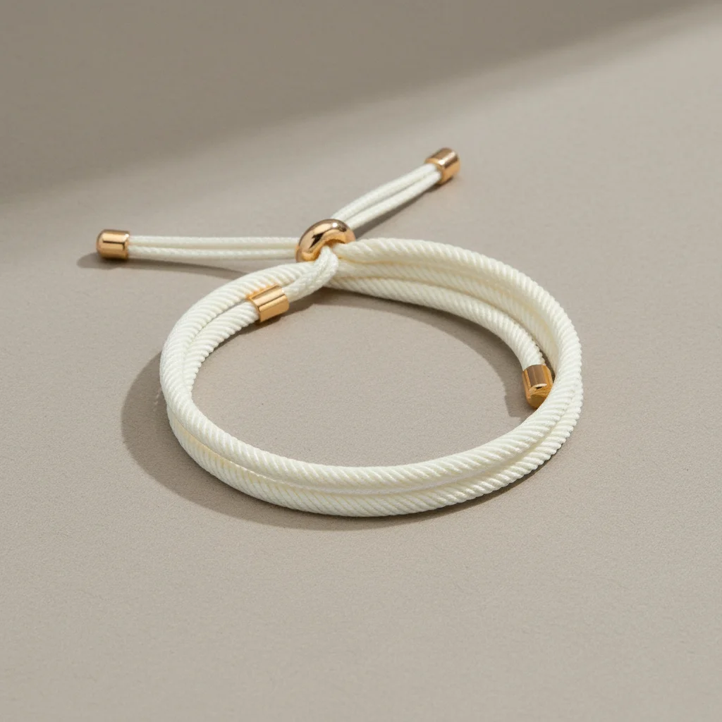 bracelet corde ajustable détails plaqué or - Vue 4 - bracelet corde