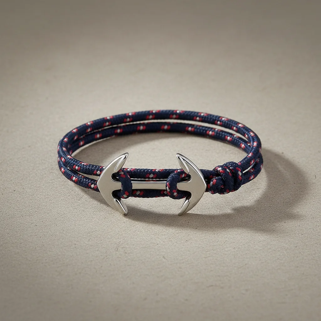 Bracelet corde ancre marine ajustable - Vue 1 - bracelet corde