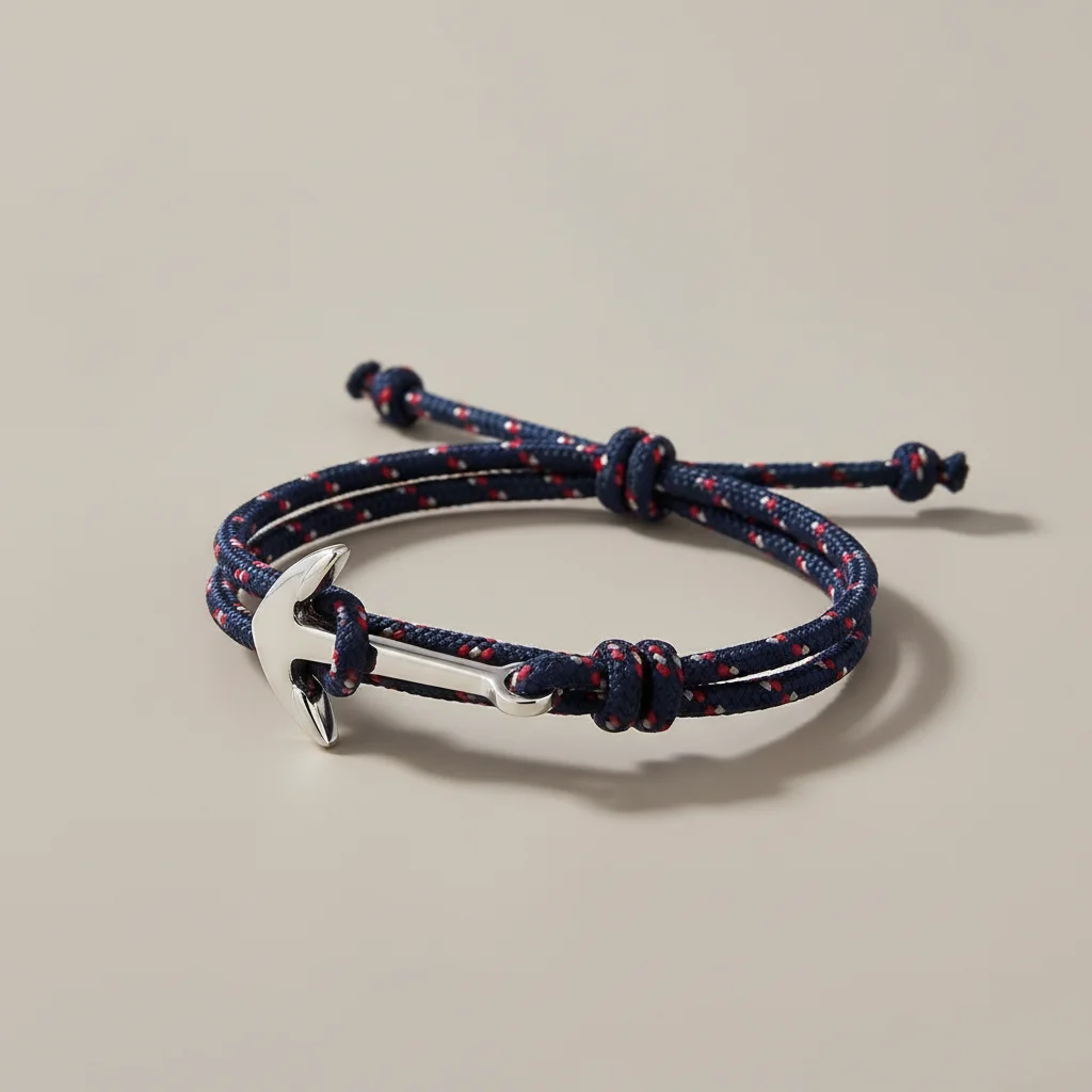 Bracelet corde ancre marine ajustable - Vue 2 - bracelet corde