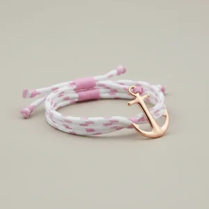 bracelet corde ancre marine et coton ajustable - Vue 2 - bracelet corde