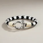 Bracelet corde coton et fermoir manille acier - Vue 1 - bracelet corde