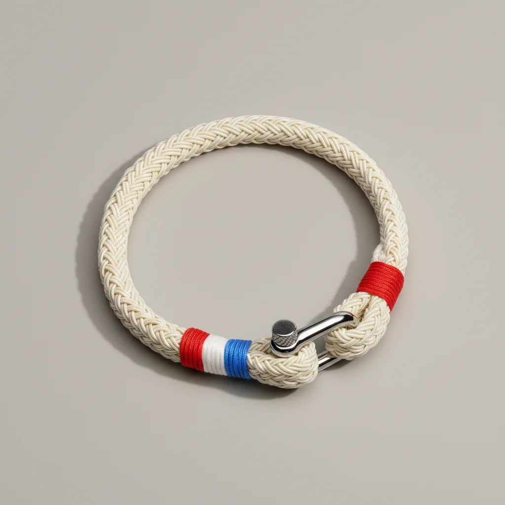 Bracelet corde coton et fermoir manille acier - Vue 3 - bracelet corde