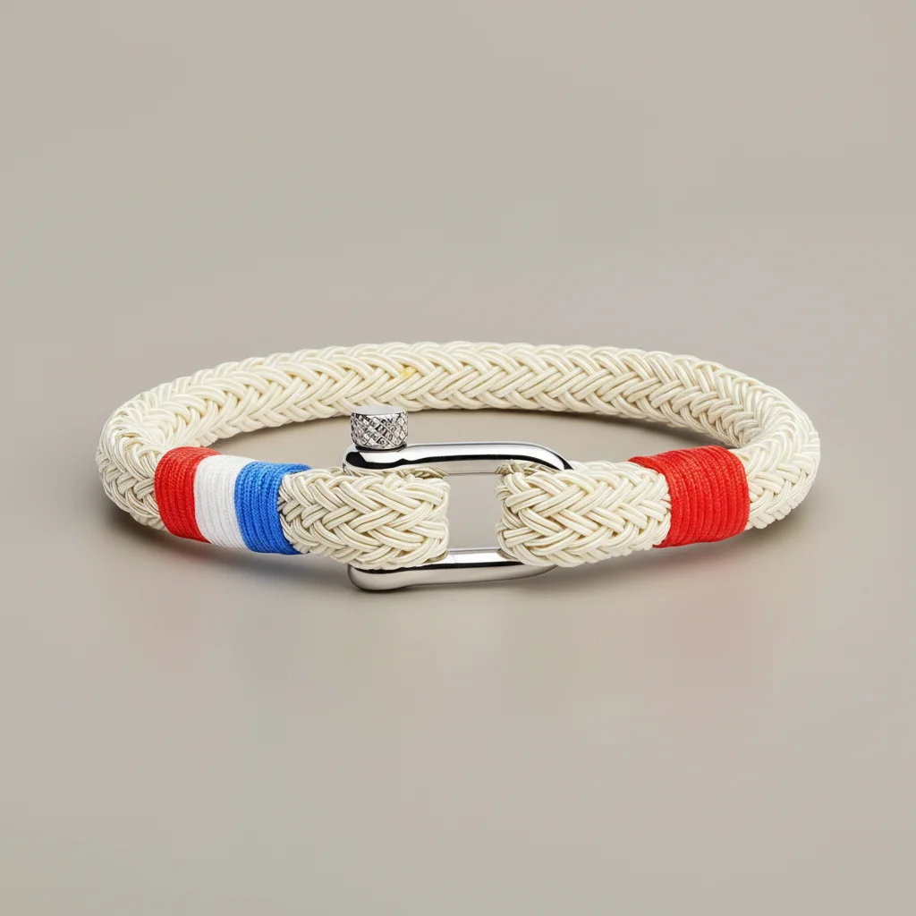 Bracelet corde coton et fermoir manille acier - Vue 6 - bracelet corde