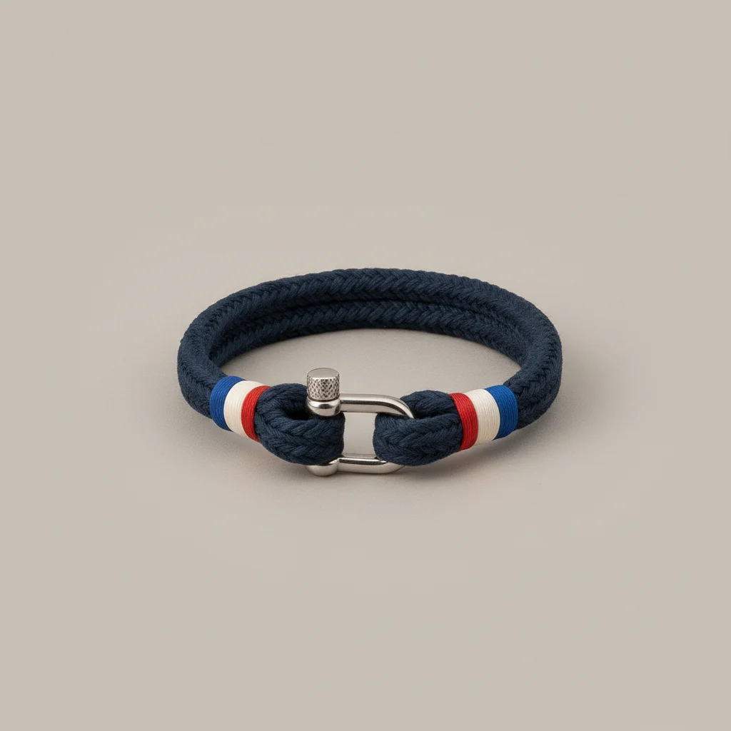 bracelet corde coton tressé fermoir marin - Vue 2 - bracelet corde