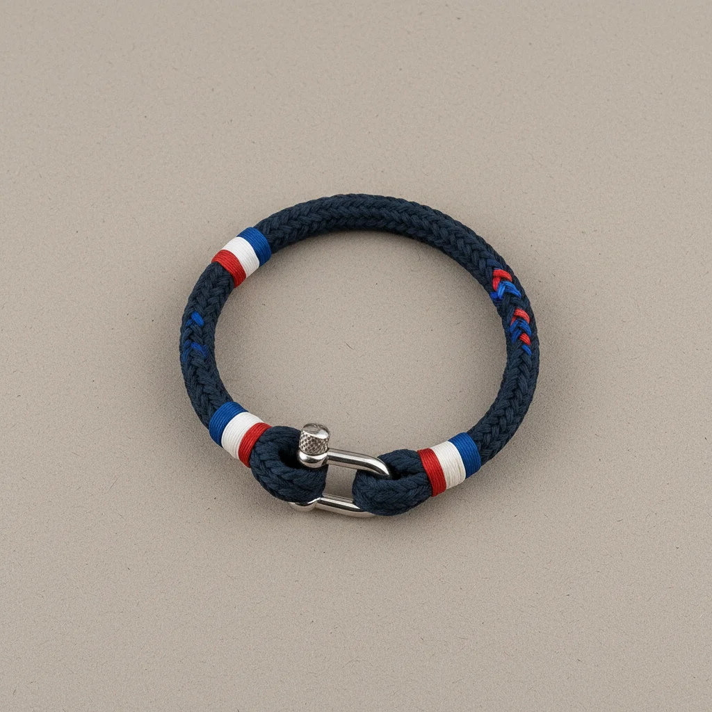 bracelet corde coton tressé fermoir marin - Vue 3 - bracelet corde