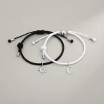 Bracelet corde couple aimanté soleil et lune - Vue 1 - bracelet corde