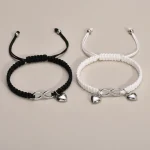 Bracelet corde couple infini acier inoxydable - Vue 1 - bracelet corde