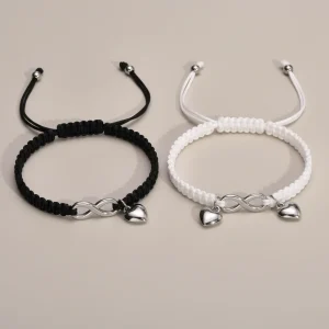Bracelet corde couple infini acier inoxydable - Vue 1 - bracelet corde