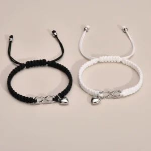 Bracelet corde couple infini acier inoxydable - Vue 2 - bracelet corde