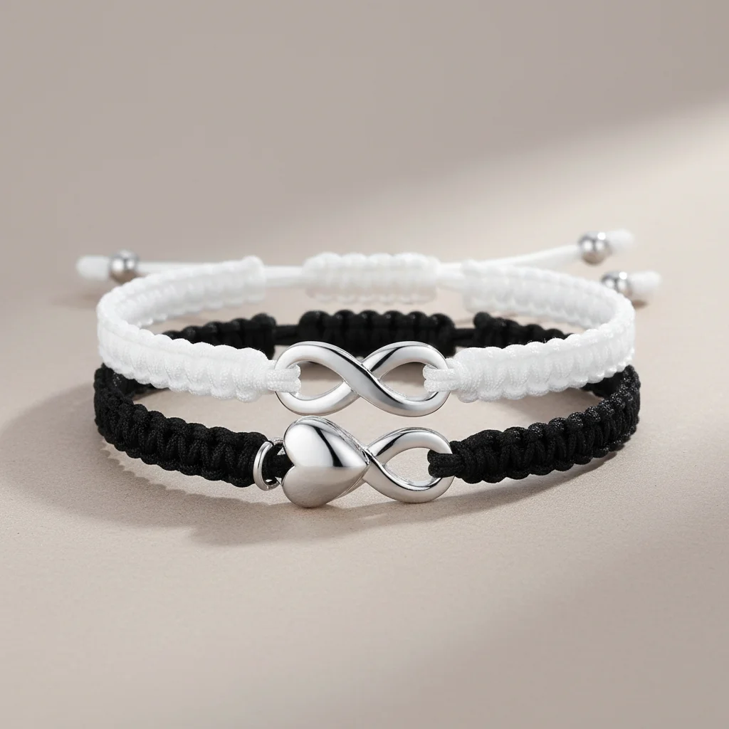 Bracelet corde couple infini acier inoxydable - Vue 6 - bracelet corde