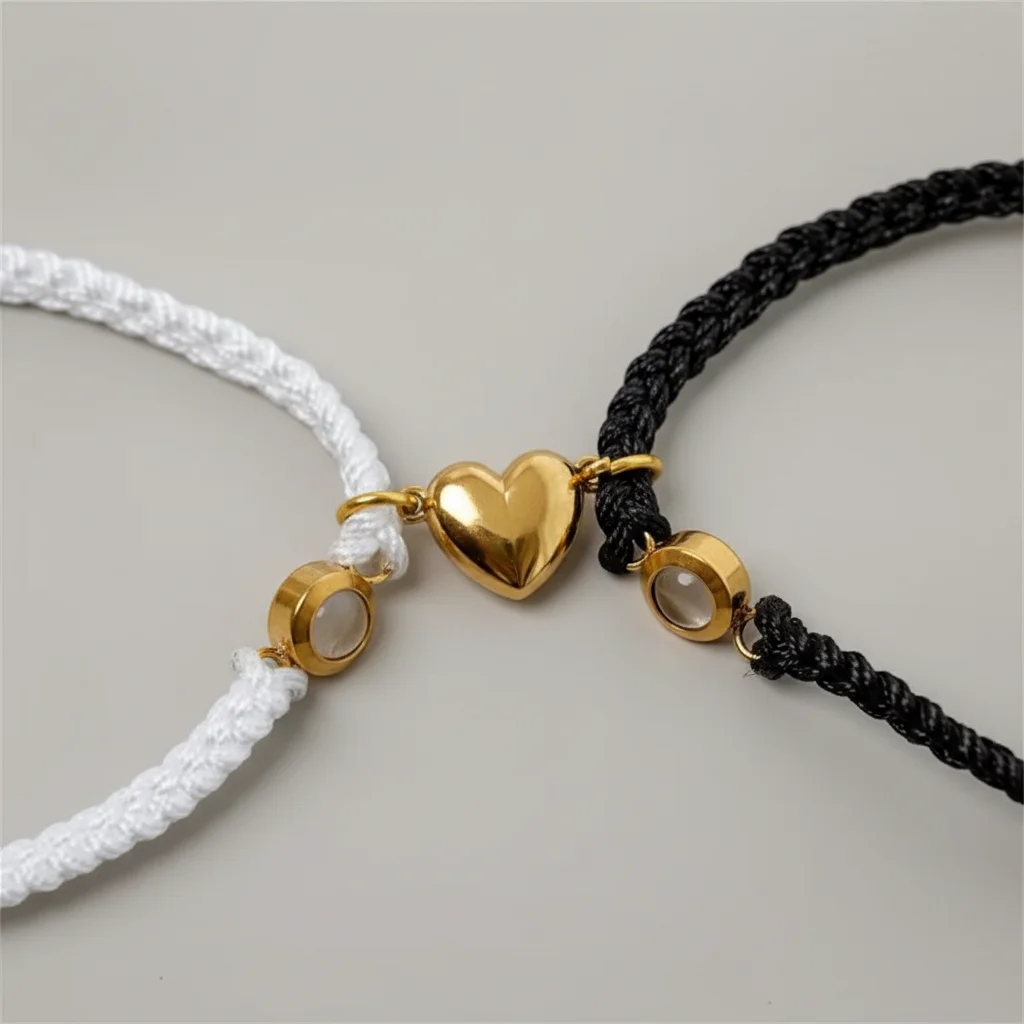 Bracelet corde couple photo personnalisable - Vue 2 - bracelet corde