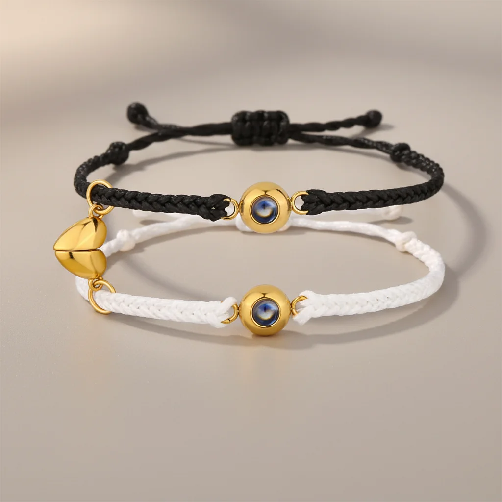 Bracelet corde couple photo personnalisable - Vue 6 - bracelet corde