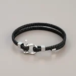 Bracelet corde cuir tressé fermoir original - Vue 1 - bracelet corde