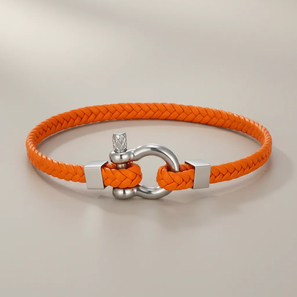 Bracelet corde cuir tressé fermoir original - Vue 10 - bracelet corde