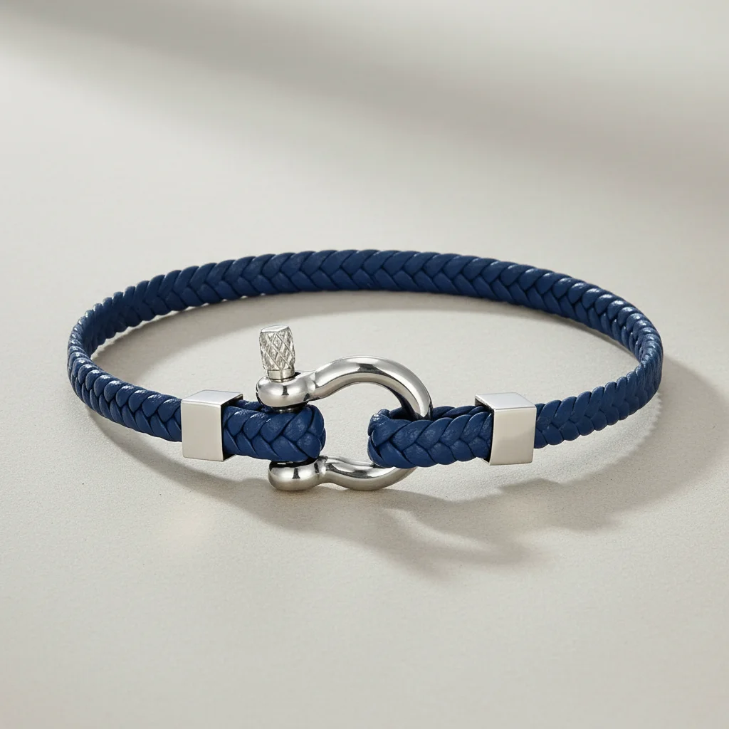 Bracelet corde cuir tressé fermoir original - Vue 11 - bracelet corde