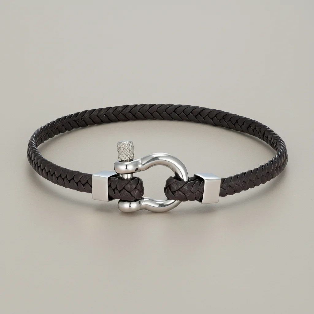 Bracelet corde cuir tressé fermoir original - Vue 13 - bracelet corde