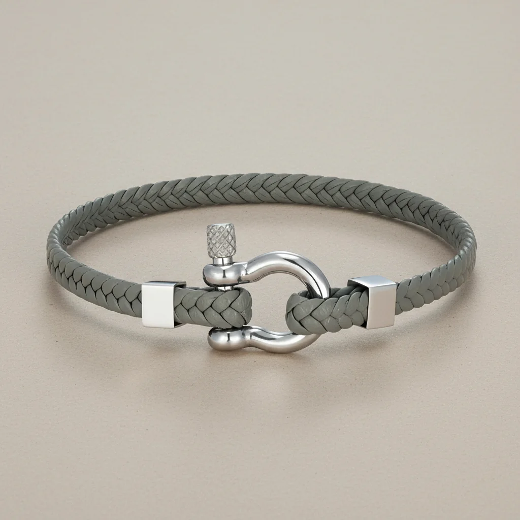 Bracelet corde cuir tressé fermoir original - Vue 15 - bracelet corde