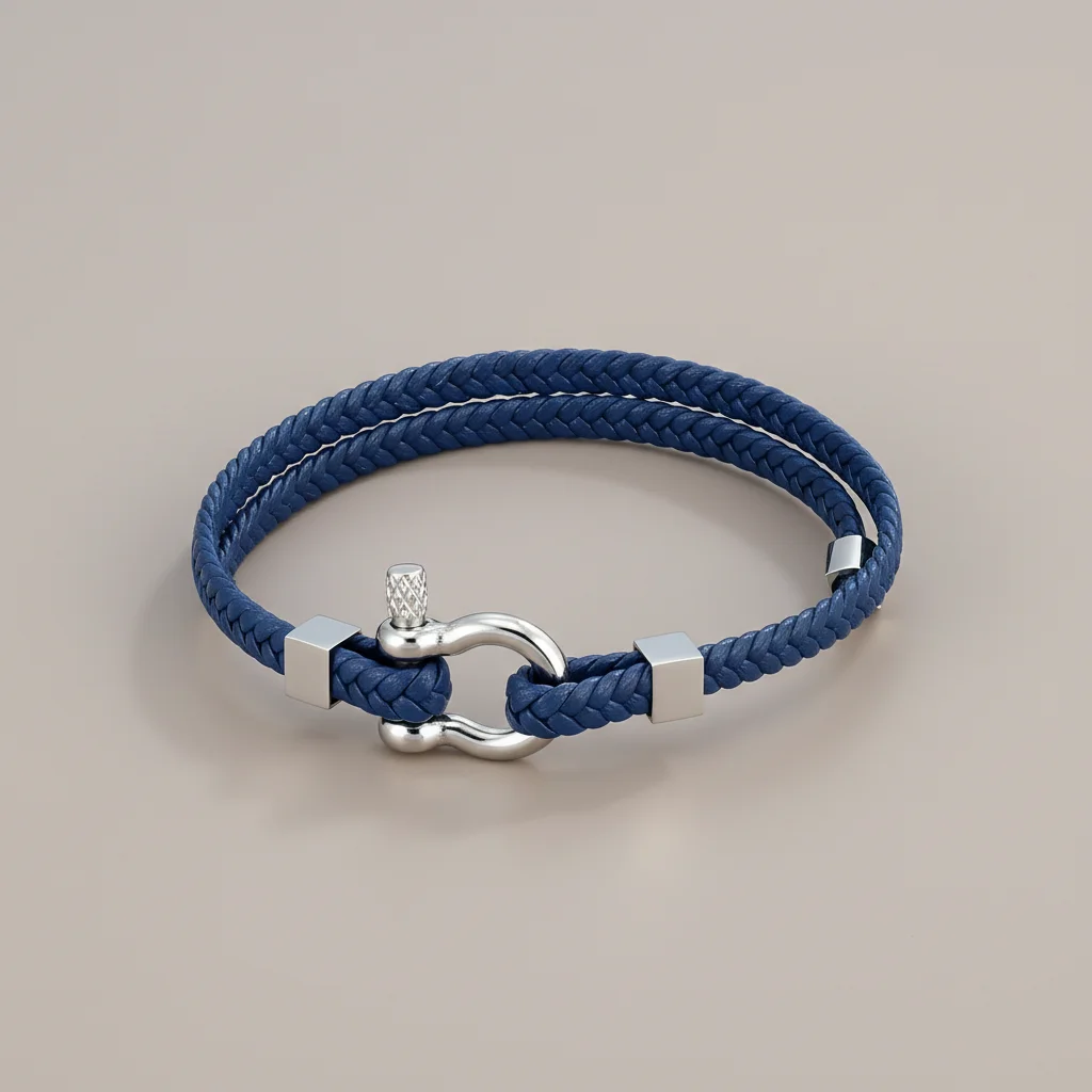 Bracelet corde cuir tressé fermoir original - Vue 8 - bracelet corde