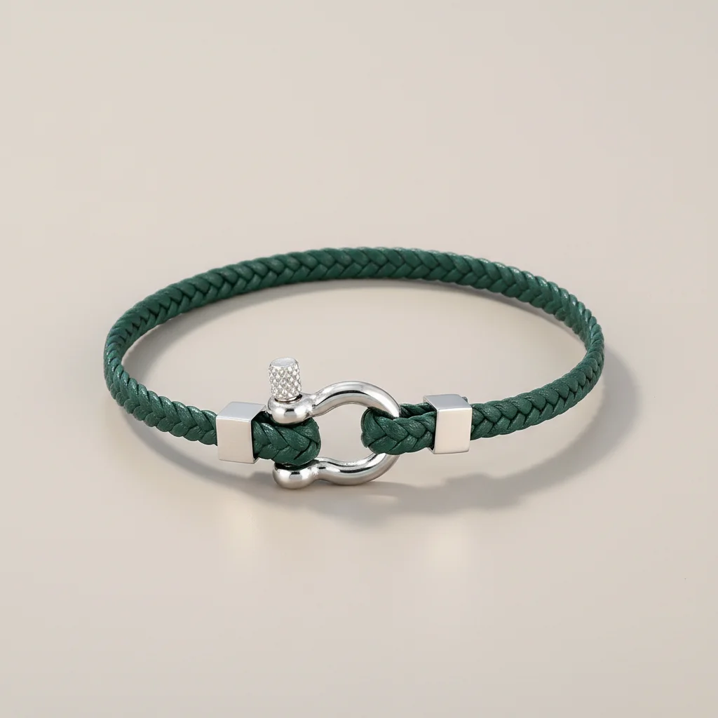 Bracelet corde cuir tressé fermoir original - Vue 9 - bracelet corde