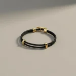 Bracelet corde double ajustable acier inoxydable - Vue 1 - bracelet corde