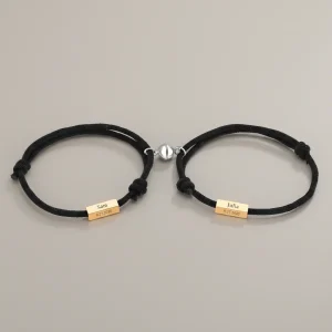 Bracelet corde duo personnalisable acier inoxydable - Vue 1 - bracelet corde