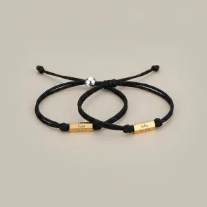 Bracelet corde duo personnalisable acier inoxydable - Vue 2 - bracelet corde