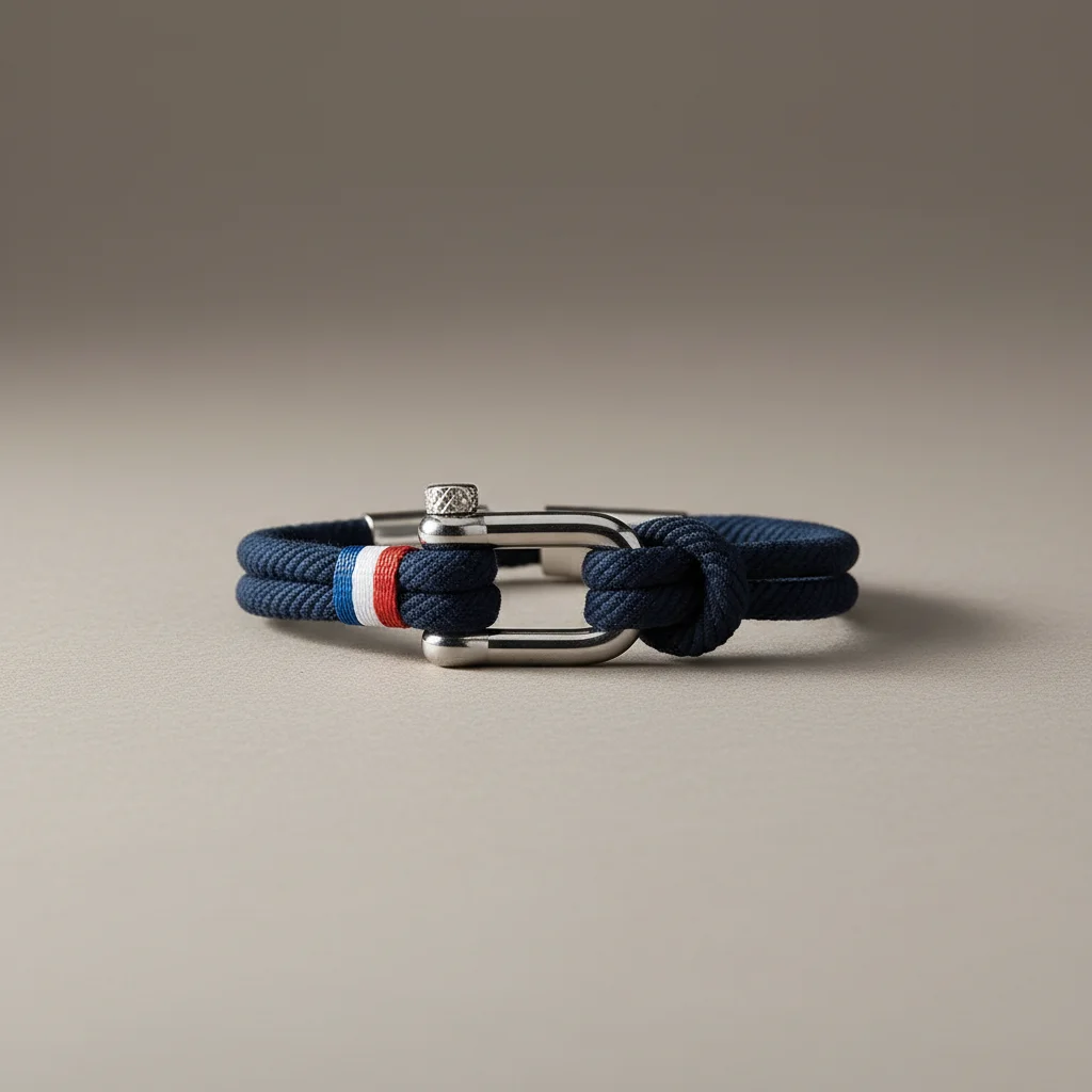Bracelet corde fermoir manille inspiration marine - Vue 2 - bracelet corde