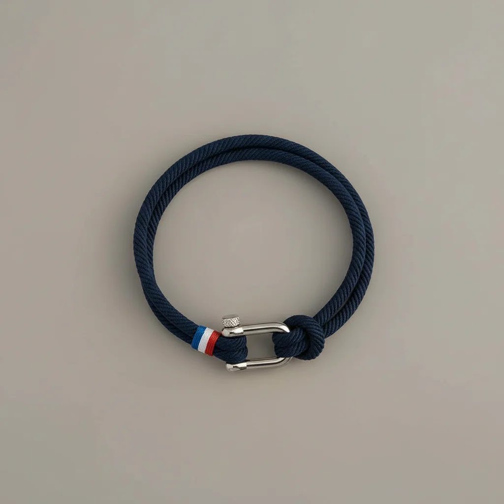 Bracelet corde fermoir manille inspiration marine - Vue 3 - bracelet corde