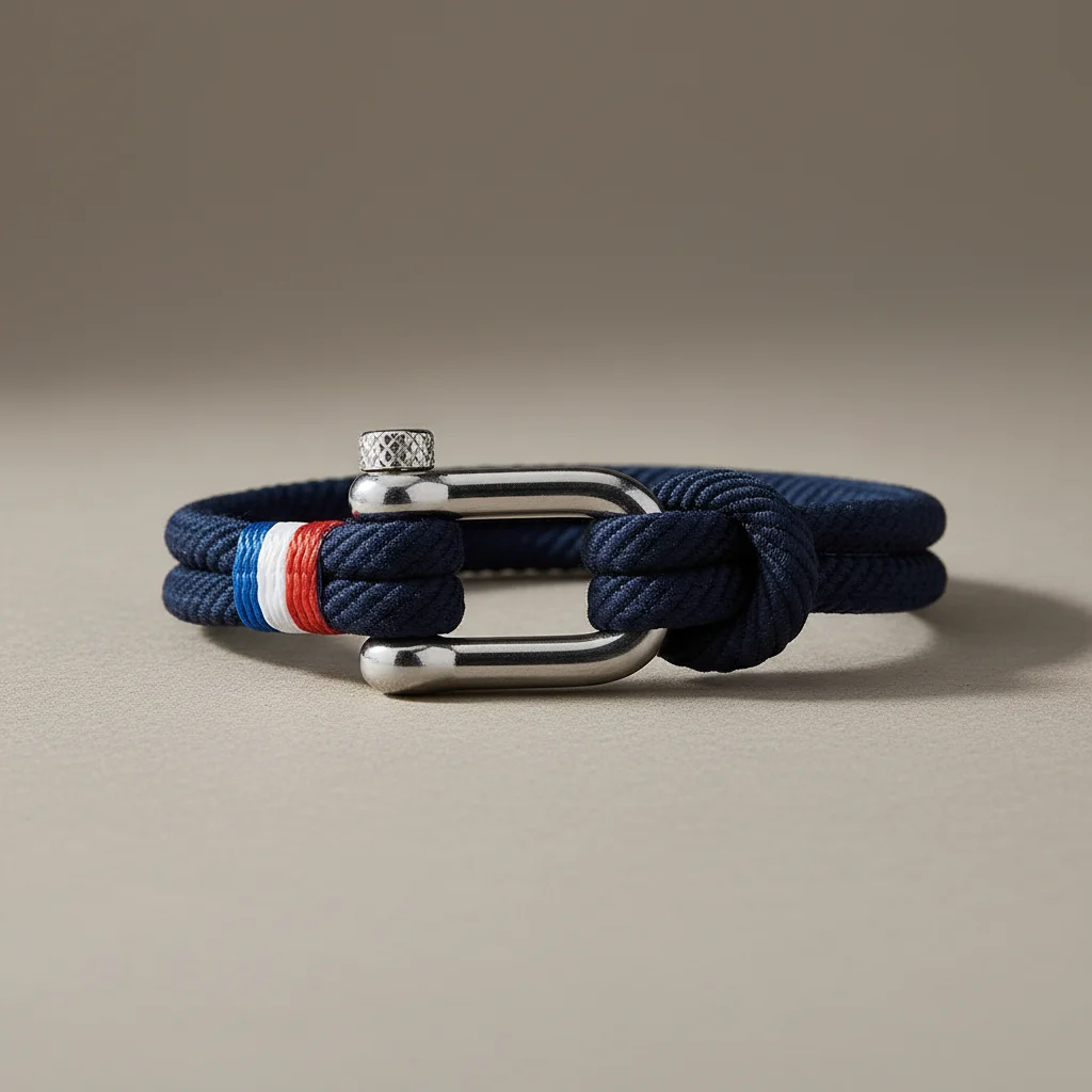 Bracelet corde fermoir manille inspiration marine - Vue 4 - bracelet corde