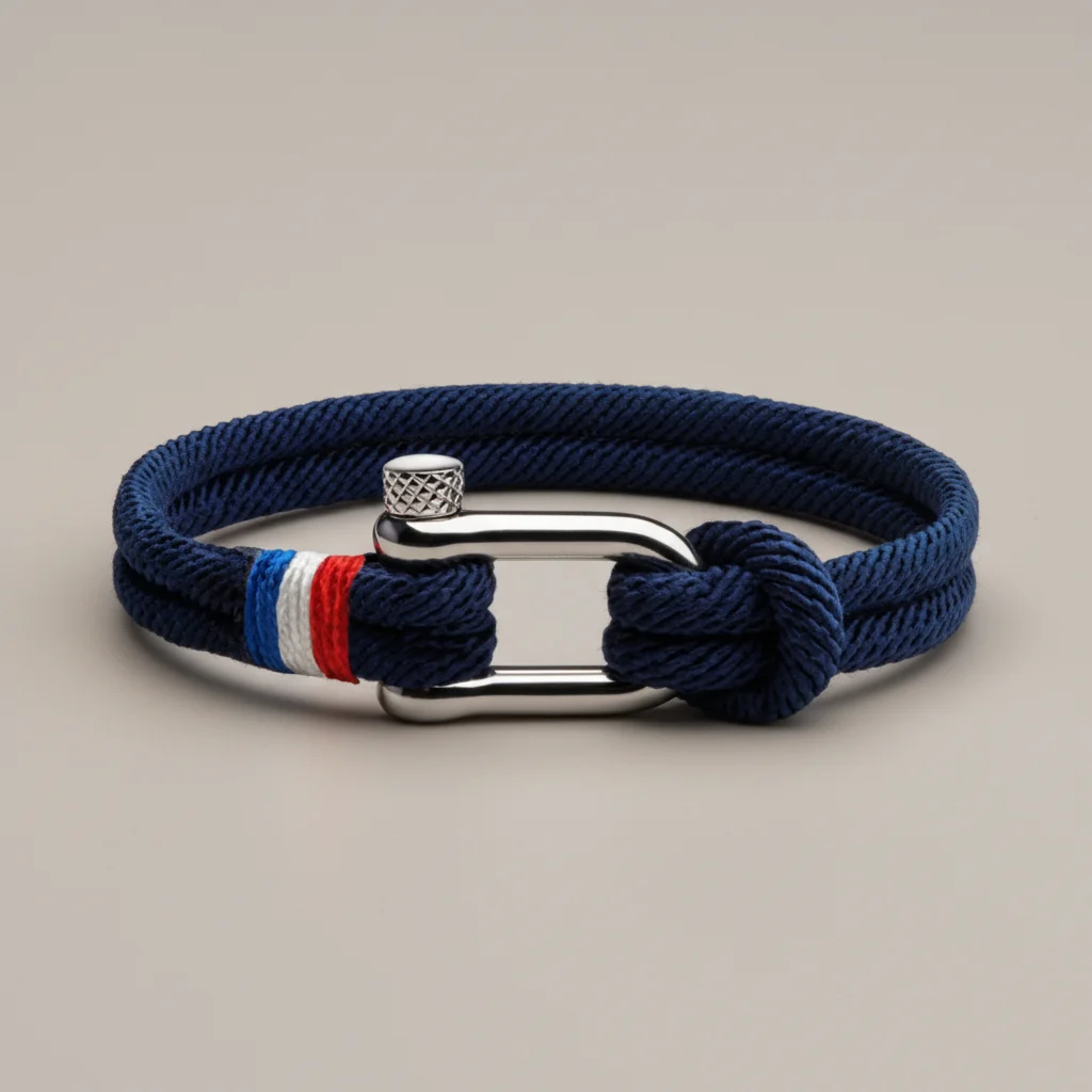 Bracelet corde fermoir manille inspiration marine - Vue 6 - bracelet corde