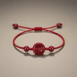 Bracelet corde fil rouge et cinabre ajustable - Vue 1 - bracelet corde