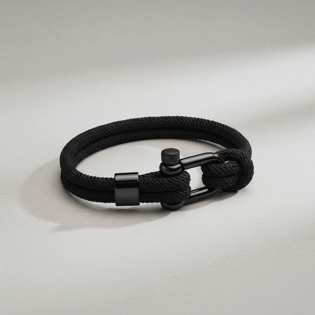Bracelet corde homme fermoir acier minimaliste - Vue 1 - bracelet corde