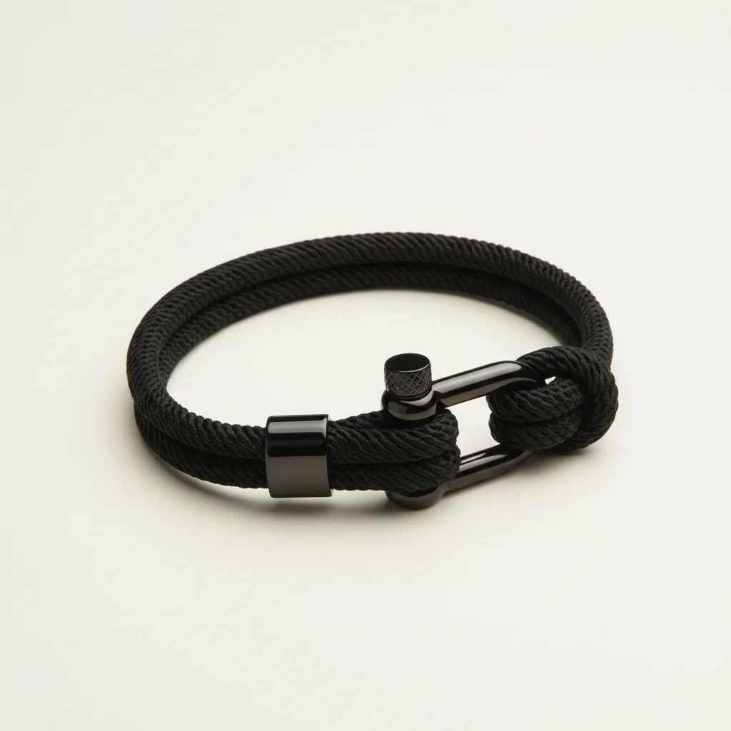 Bracelet corde homme fermoir acier minimaliste - Vue 3 - bracelet corde
