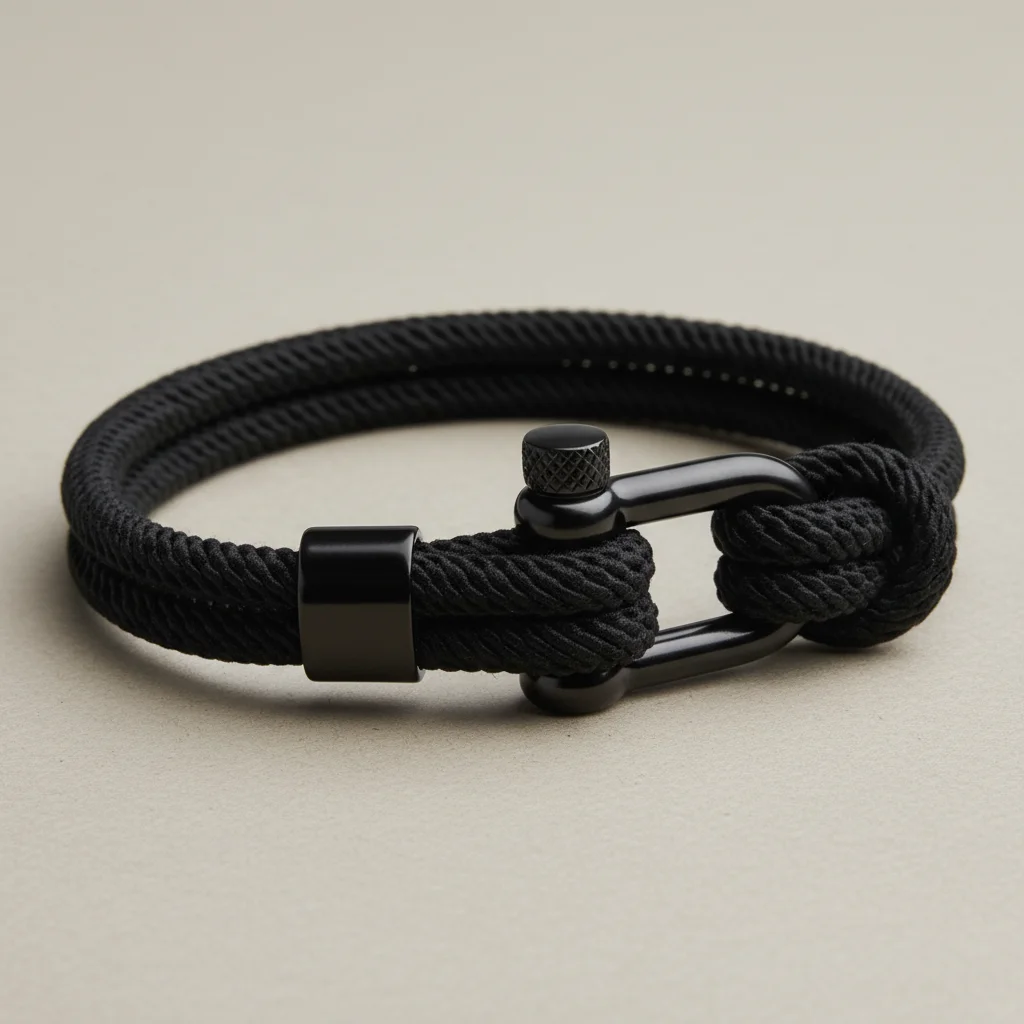 Bracelet corde homme fermoir acier minimaliste - Vue 4 - bracelet corde