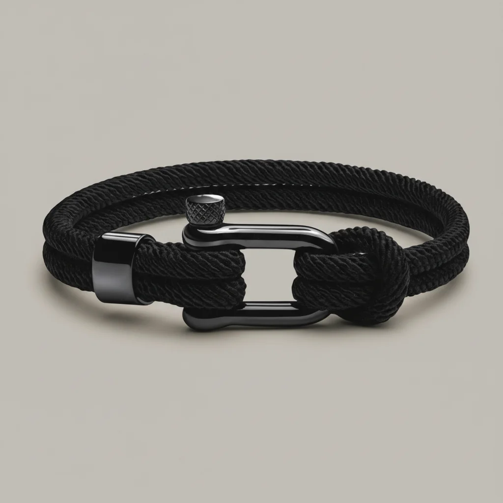 Bracelet corde homme fermoir acier minimaliste - Vue 6 - bracelet corde
