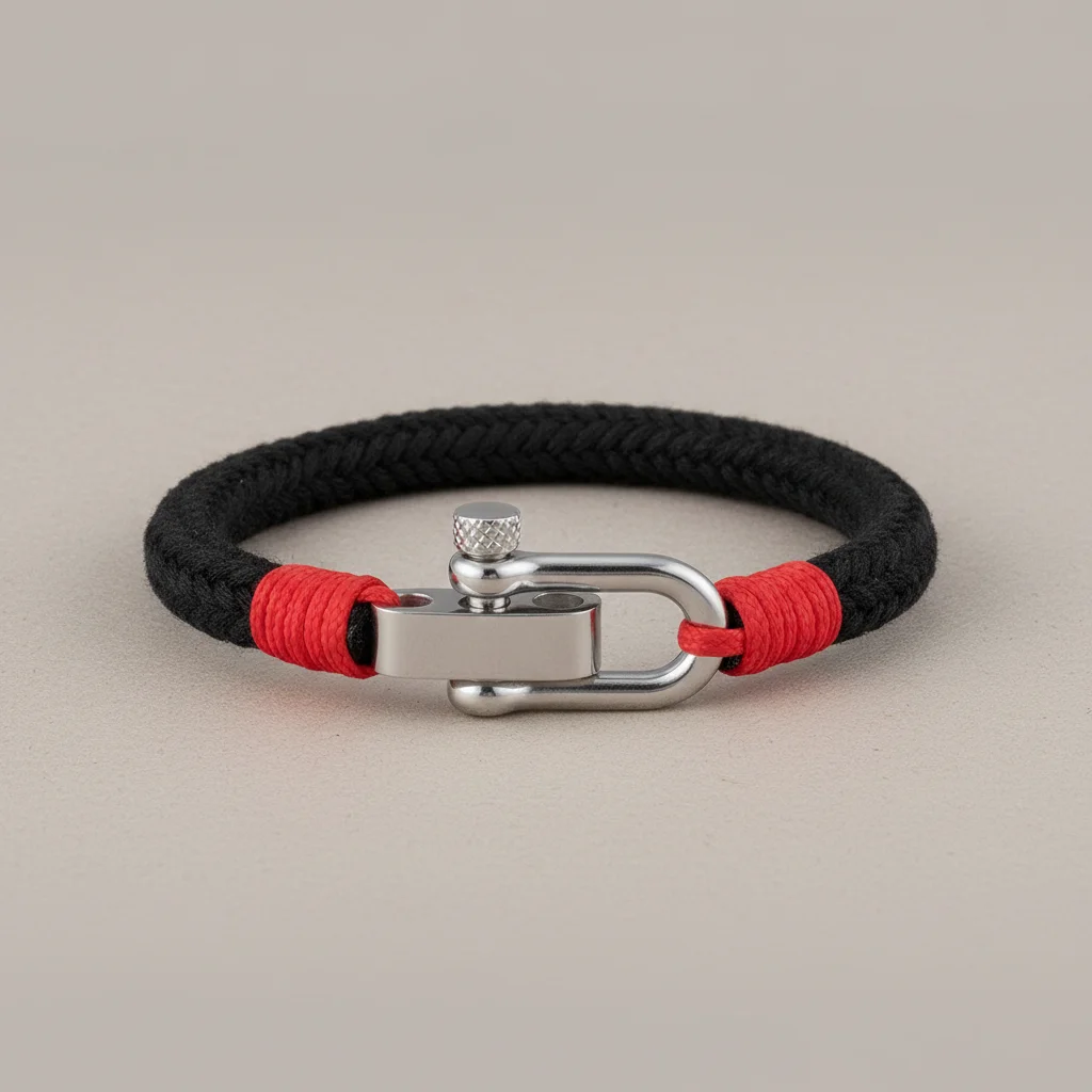 Bracelet corde homme fermoir manille personnalisable - Vue 1 - bracelet corde