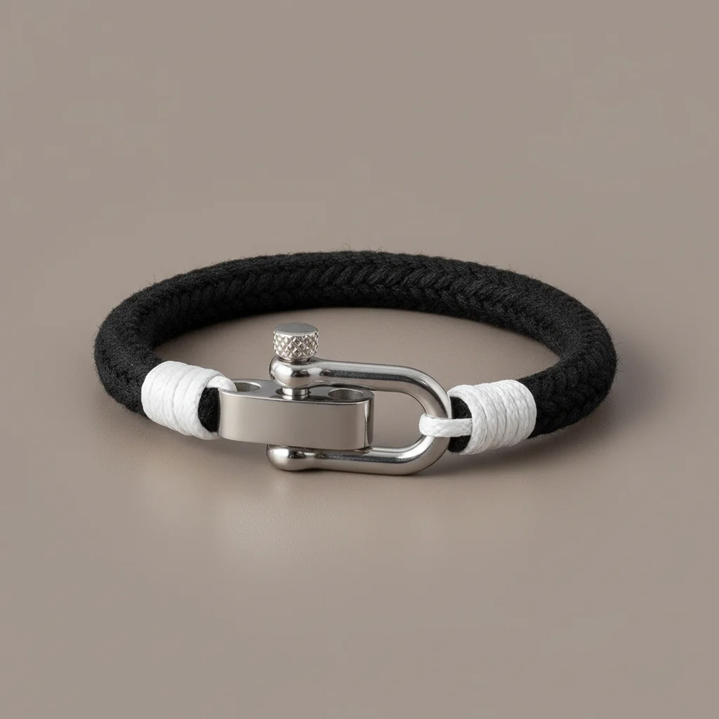 Bracelet corde homme fermoir manille personnalisable - Vue 10 - bracelet corde