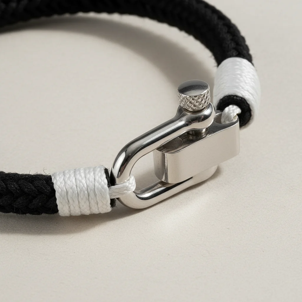 Bracelet corde homme fermoir manille personnalisable - Vue 11 - bracelet corde