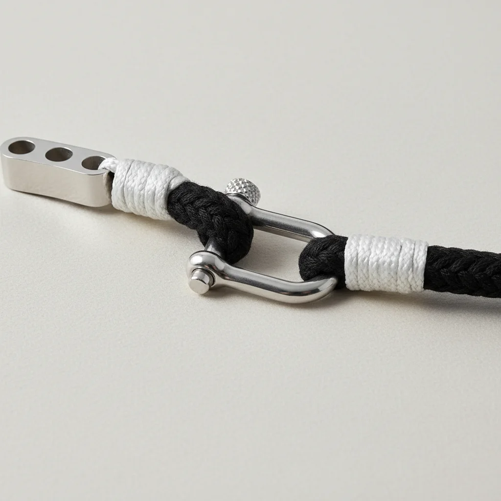 Bracelet corde homme fermoir manille personnalisable - Vue 12 - bracelet corde