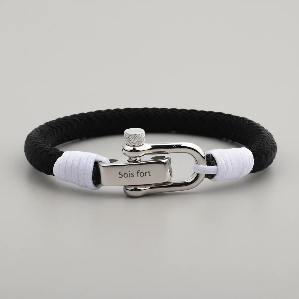 Bracelet corde homme fermoir manille personnalisable - Vue 13 - bracelet corde