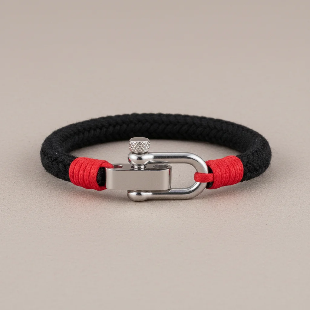 Bracelet corde homme fermoir manille personnalisable - Vue 2 - bracelet corde