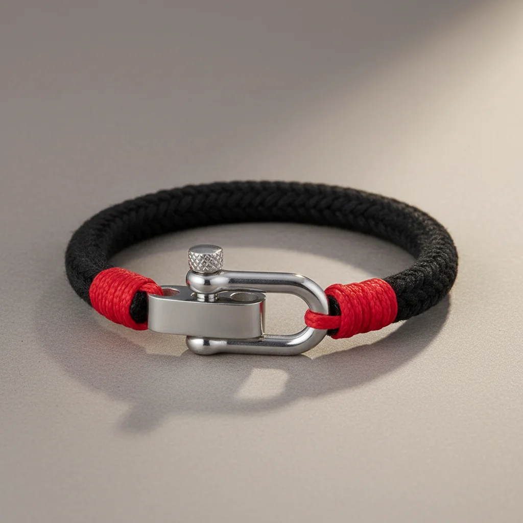 Bracelet corde homme fermoir manille personnalisable - Vue 3 - bracelet corde