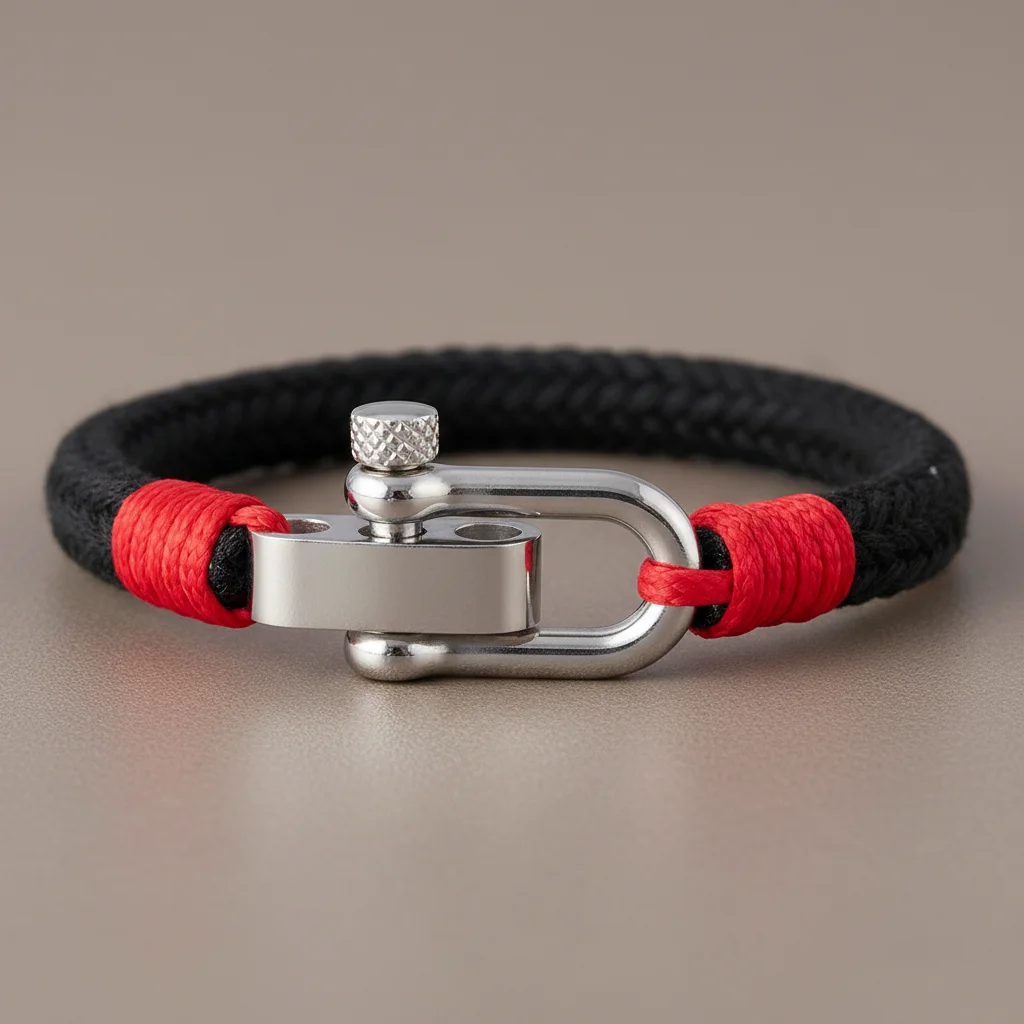Bracelet corde homme fermoir manille personnalisable - Vue 4 - bracelet corde