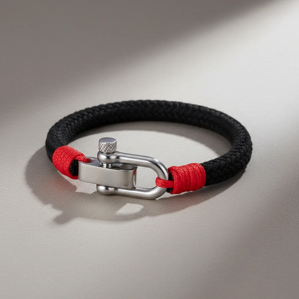 Bracelet corde homme fermoir manille personnalisable - Vue 5 - bracelet corde