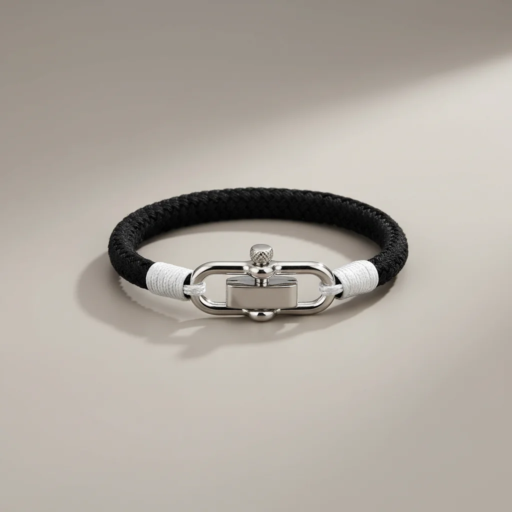 Bracelet corde homme fermoir manille personnalisable - Vue 9 - bracelet corde