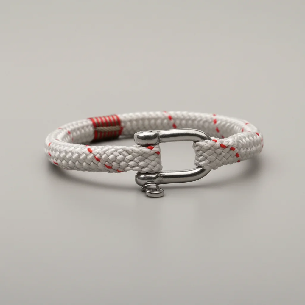 Bracelet corde homme fermoir manille acier robuste - Vue 1 - bracelet corde