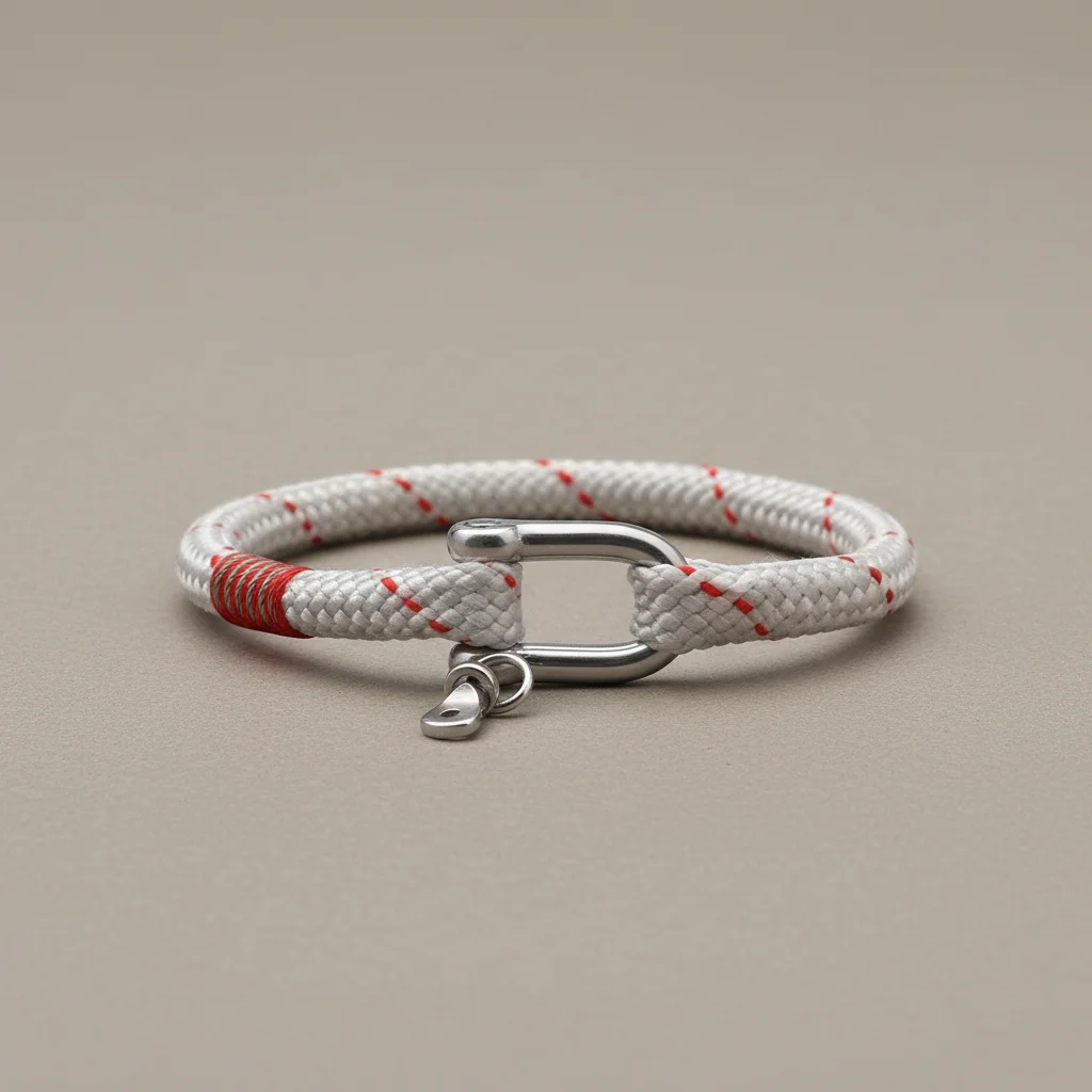 Bracelet corde homme fermoir manille acier robuste - Vue 2 - bracelet corde