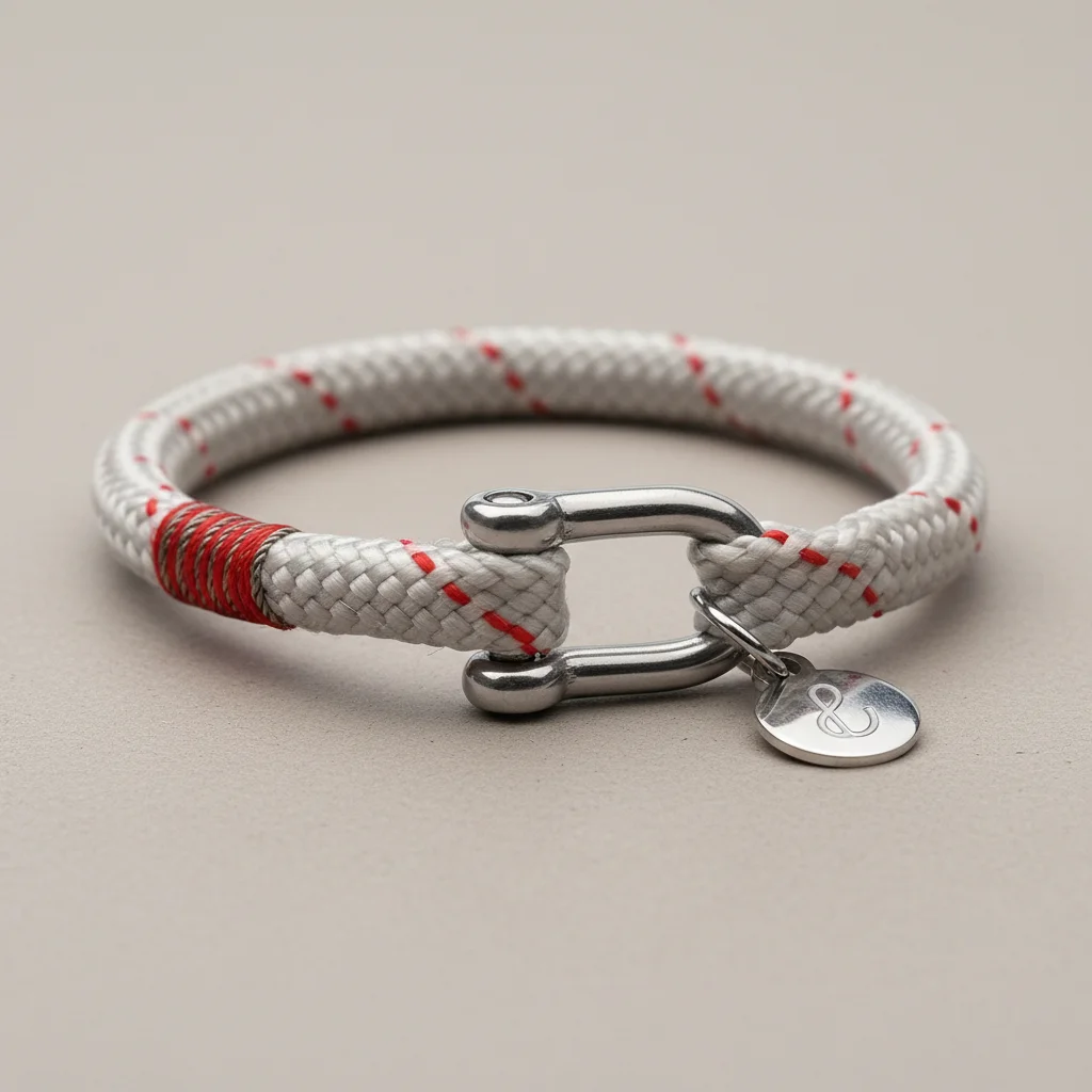 Bracelet corde homme fermoir manille acier robuste - Vue 4 - bracelet corde